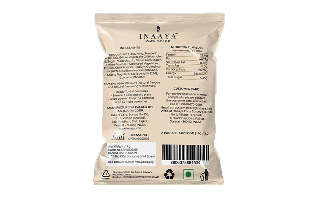 Inaaya Barbeque Peanuts    Pack  1 kilogram